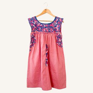 Mi Golondrina Short Pink Dress Sleeveless Embroidered Size Medium NWOT $395